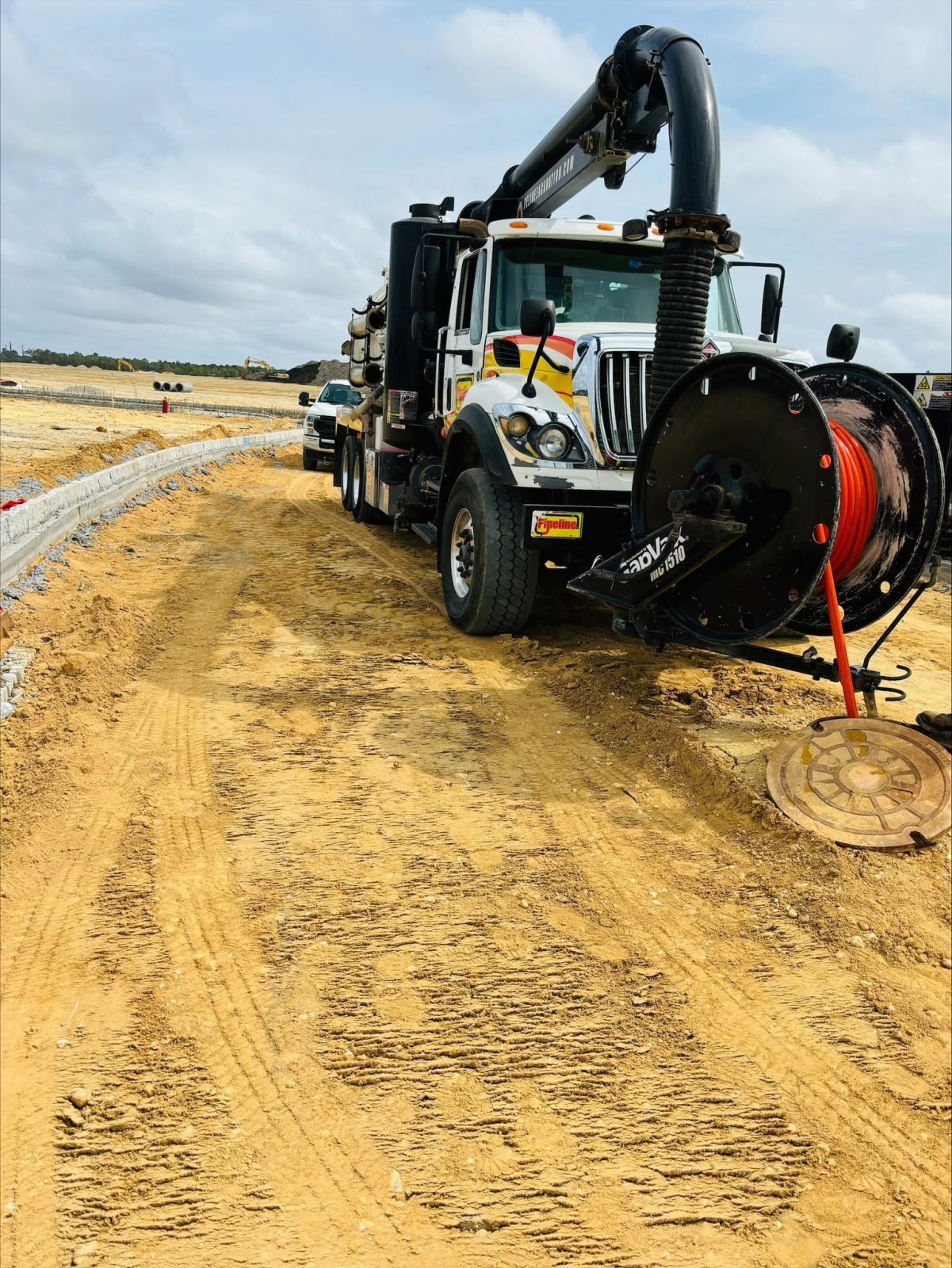Pipeline Excavation vacuum truck on an underground service jobsite