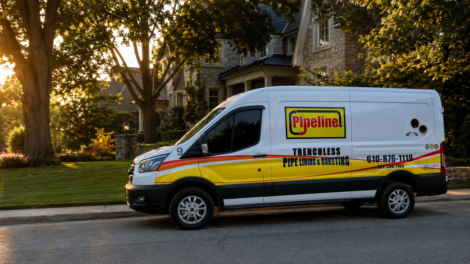 Pipeline Excavation service vehicle supporting sewer drain and excavation work near Chadds Ford PA